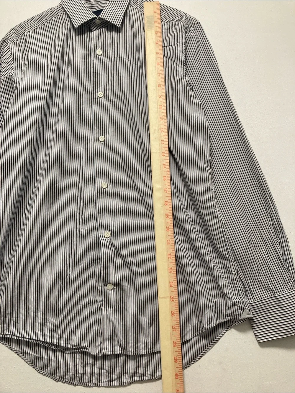 LANVIN Paris Made In Italy Multi Stripe 100% Cotton Dress Shirt Size 39 15.5